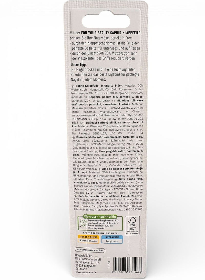 ROSSMANN German Brand-Sapphire Folding Nail File – Compact and Eco-Friendly Nail Care Solution - Image 2